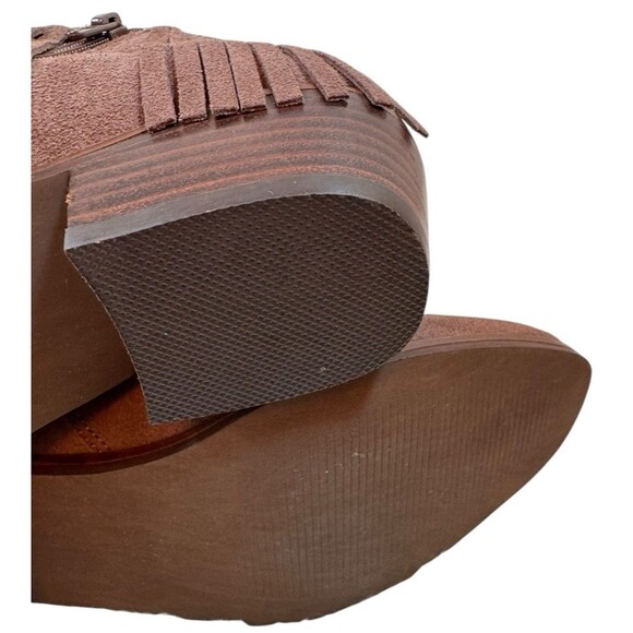 Steve Madden Womens Patzee Boot Size 7 Brown Suede‎ Fringe Bootie Low Block Heel - Picture 8 of 14